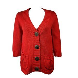 CHICOS Solid All Pink Knit 100% Cotton Cardigan S